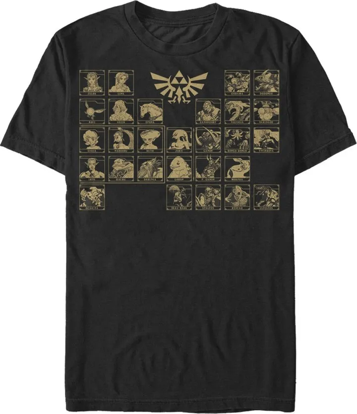 Men's Nintendo Legend of Zelda Ocarina Periodic Table T-Shirt - Black - Small