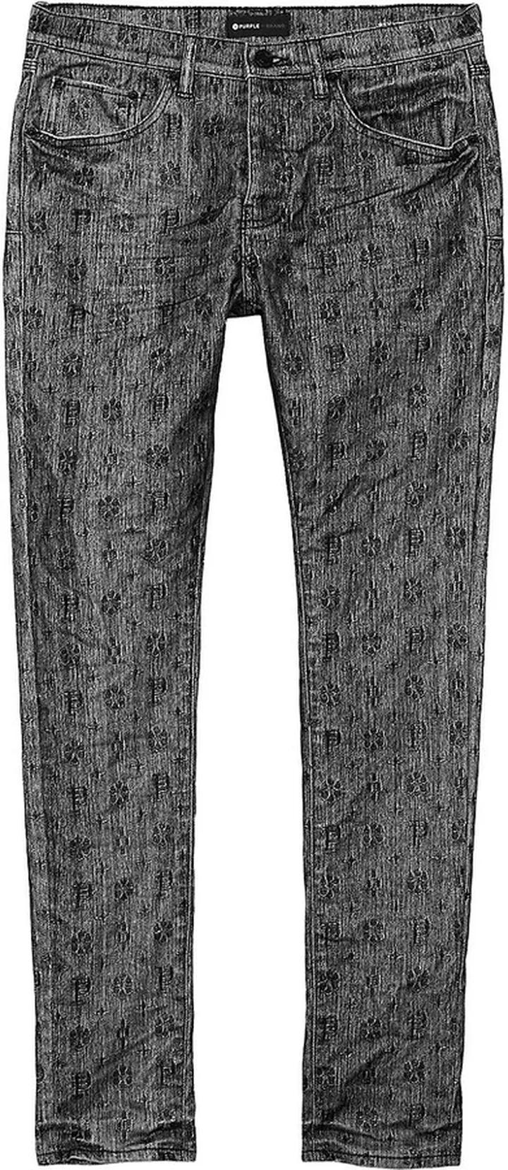 P001 Monogram Flocked Low-Rise Skinny Jeans