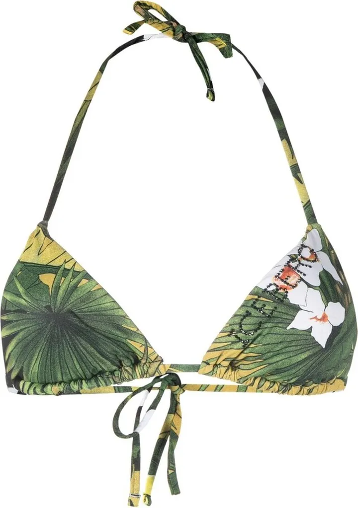 Crystal-Embellished Logo Bikini Top