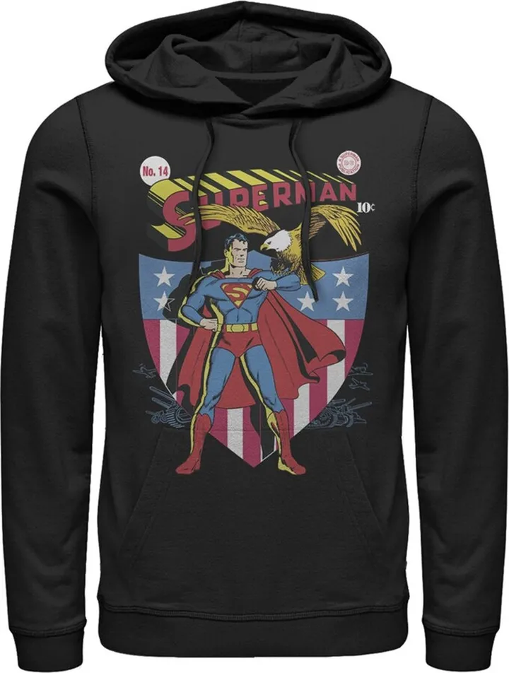 Men's Superman American Hero Pull Over Hoodie - Black - 3X Large