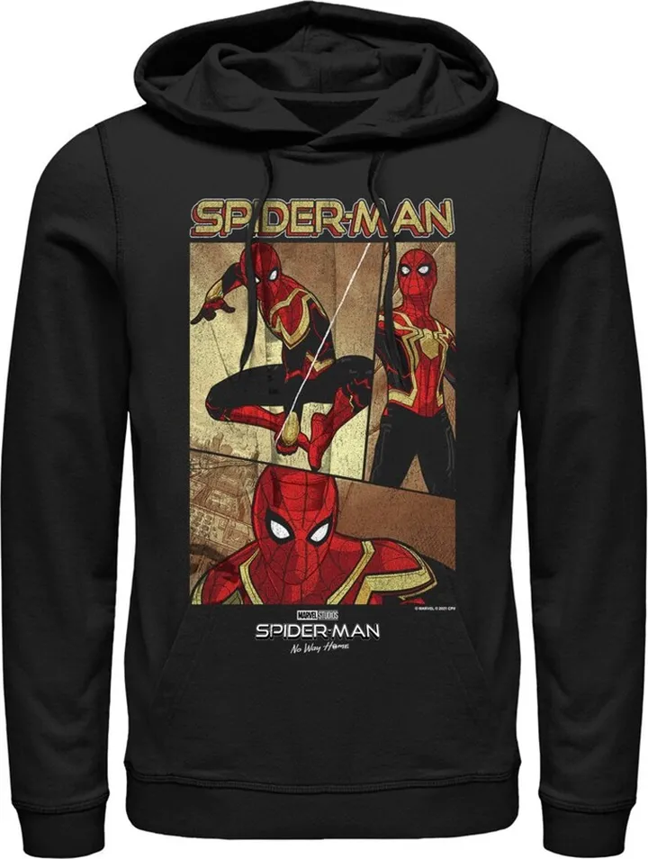 Men's Marvel Spider-Man: No Way Home Three Panel Poster Pull Over Hoodie - Black - X Large