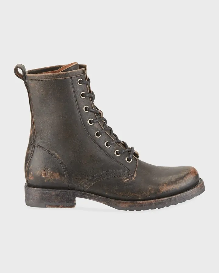 Veronica Rustic Leather Combat Booties