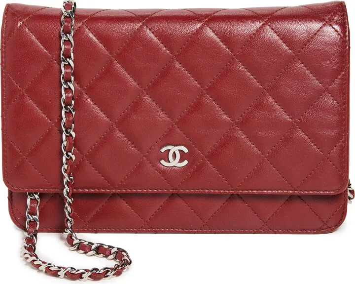 What Goes Around Comes Around Chanel Red Lambskin Classic Quilted Crossbody Bag