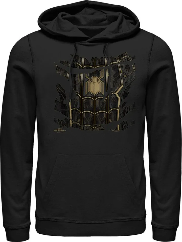 Men's Marvel Spider-Man: No Way Home Ripped Black Suit Pull Over Hoodie - Black - Medium