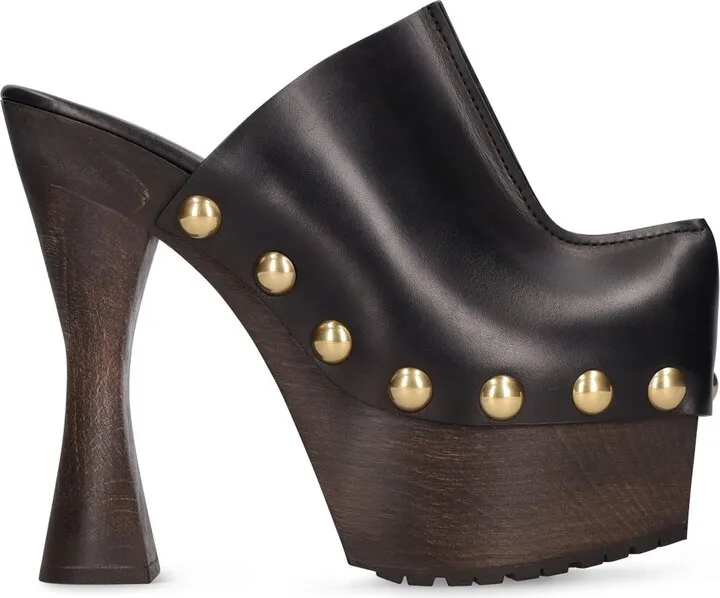 150mm Leather high heel clogs