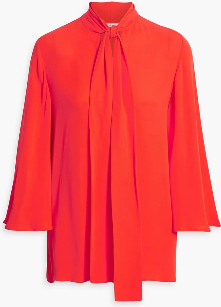 Tie-front silk-crepe blouse