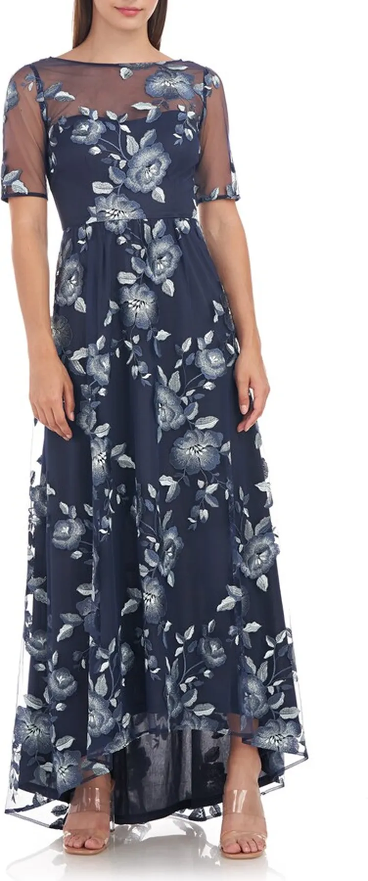 Presley Floral Embroidered High-Low Gown