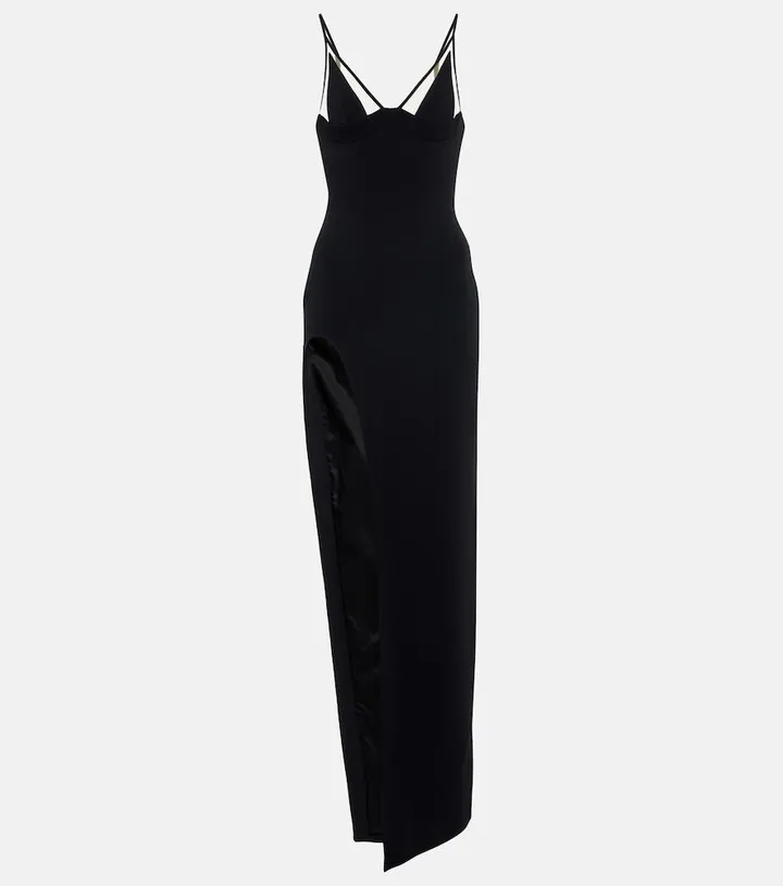 Mesh-paneled gown