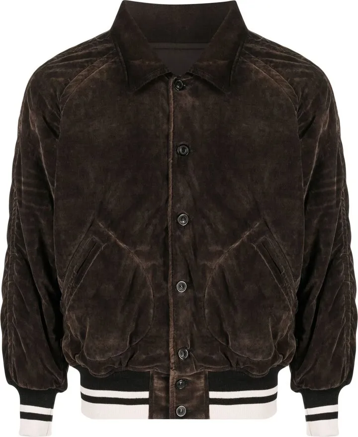Brown Velvet Bomber Jacket
