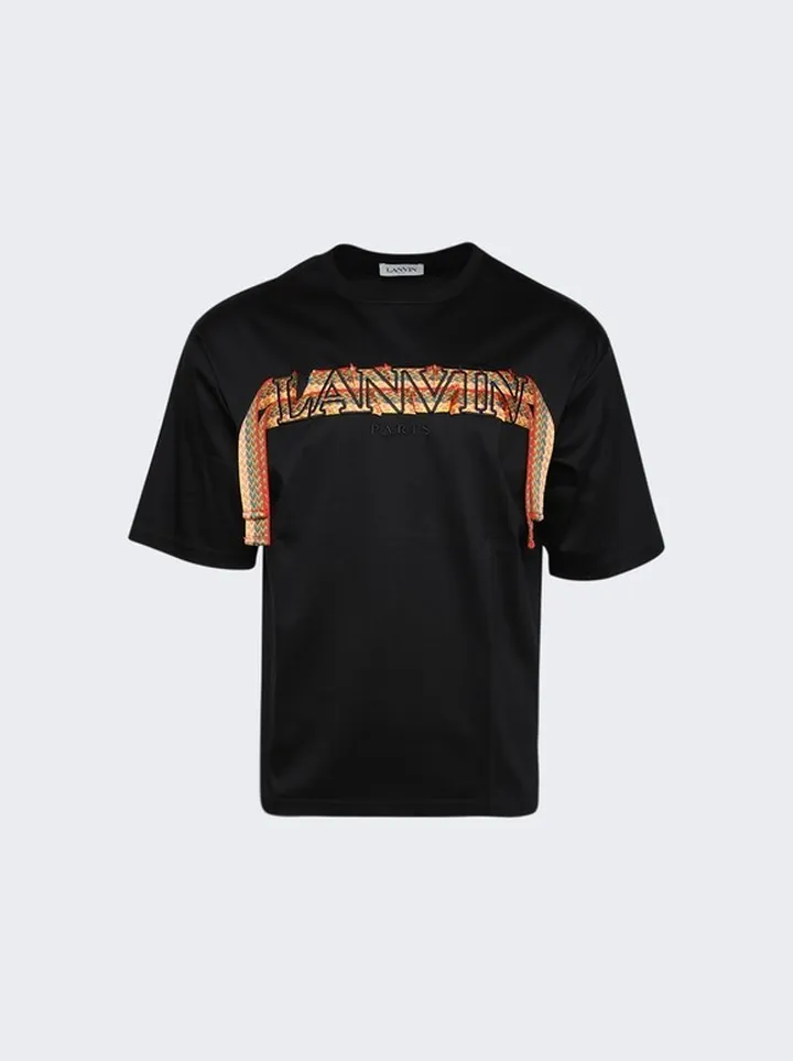 Curb Embroidered T-Shirt Black and Orange