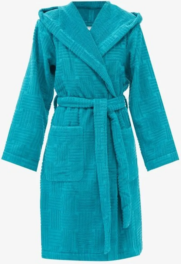 Hooded Abstract-jacquard Cotton-terry Bathrobe