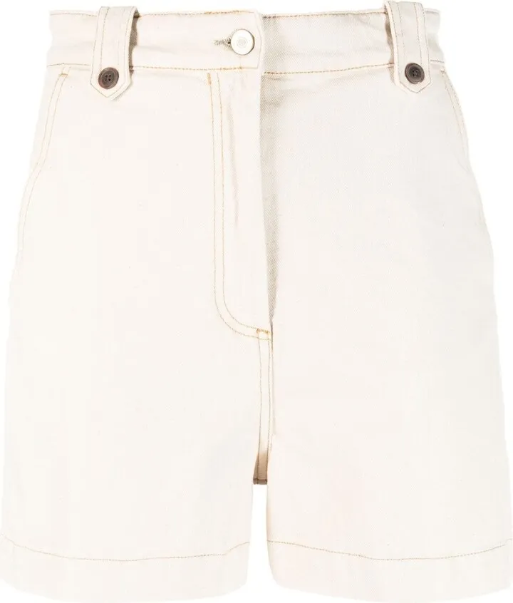 Thigh-Length Denim Shorts