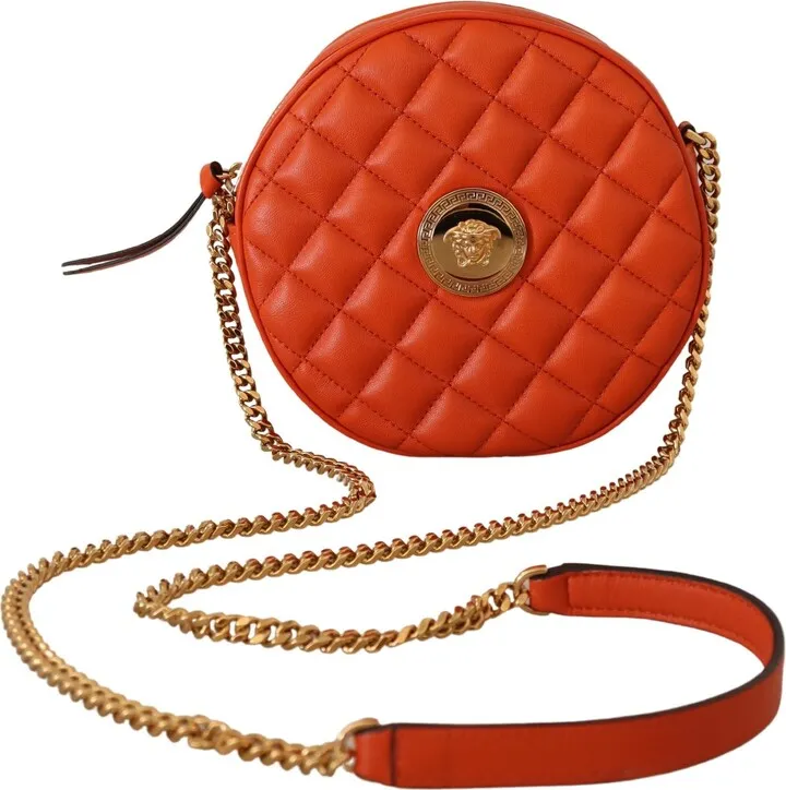 Versace Nappa Leather Medusa Round Crossbody Women's Bag