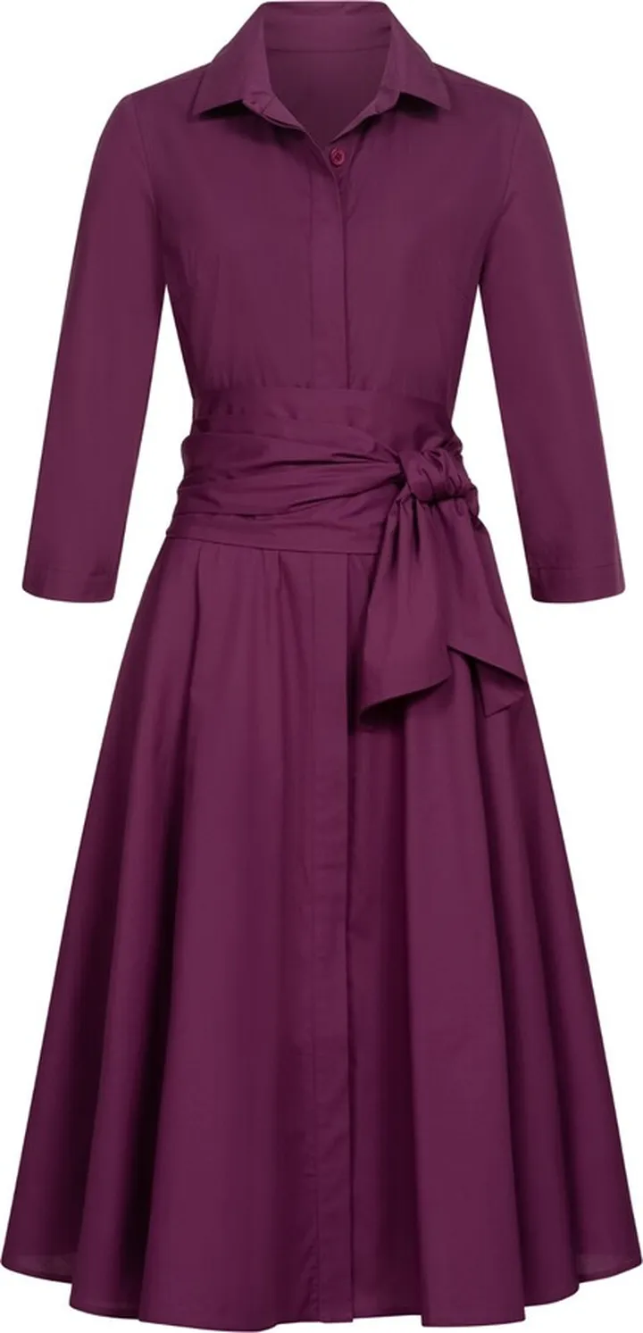 Marianna Déri - Shirtdress With Tie Belt Eggplant