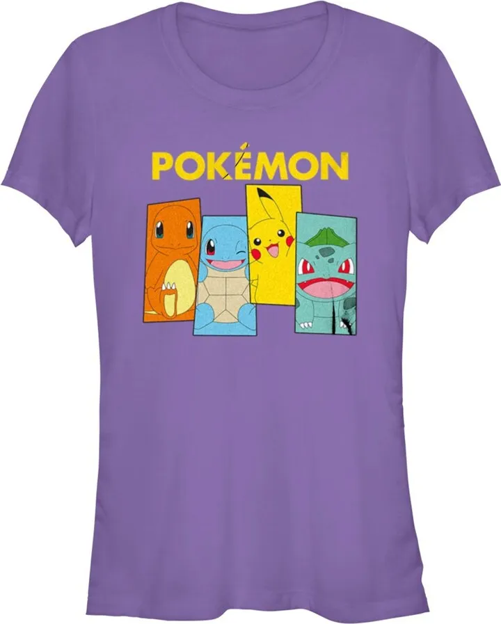 Junior's Pokemon Character Boxes T-Shirt - Purple - Large