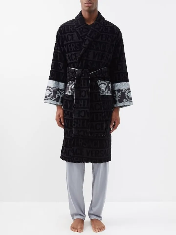 I Love Baroque Logo-jacquard Cotton-terry Bathrobe