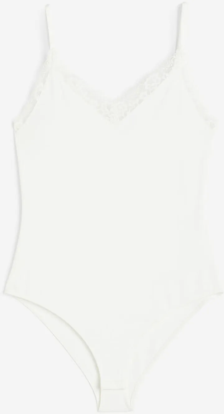 Lace-trimmed Jersey Bodysuit