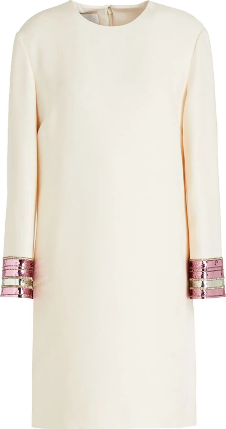 Embellished wool and silk-blend crepe mini dress