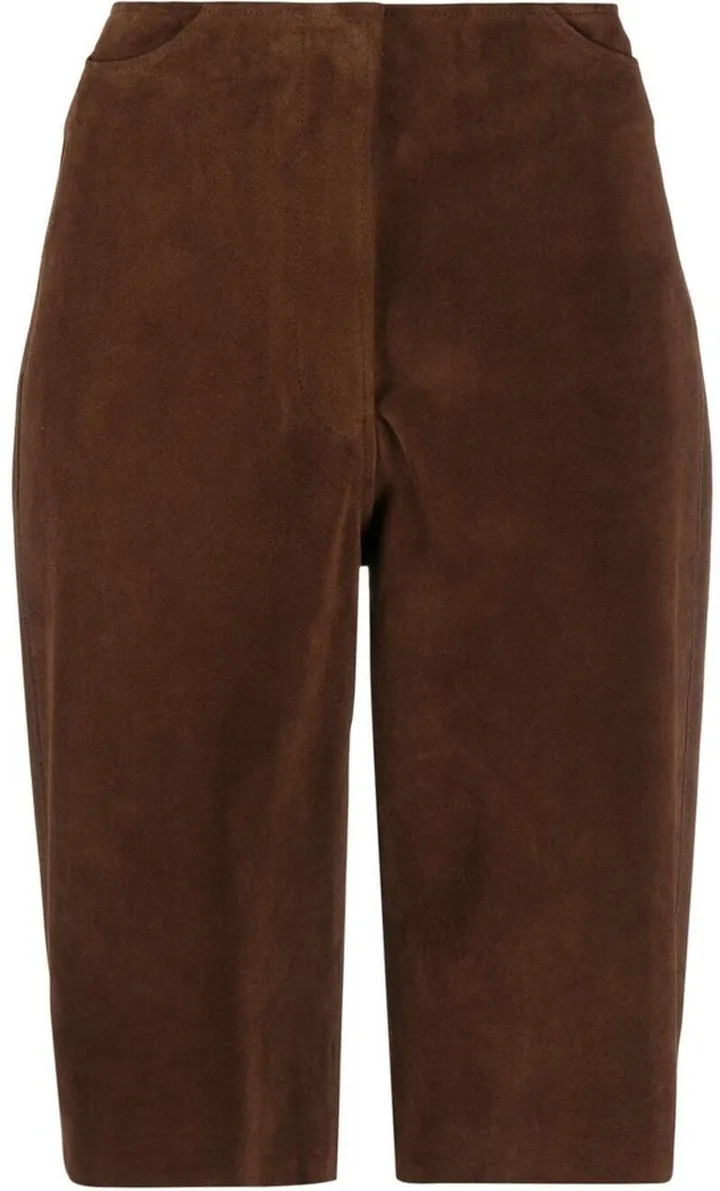 Knee-Length Leather Shorts