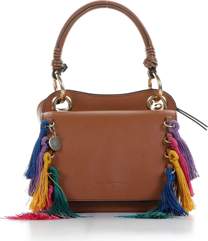 Small Shoulder Bag With Multicolored Tassels