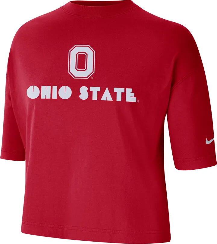 Nike Women's College (Ohio State) Cropped T-Shirt in Red