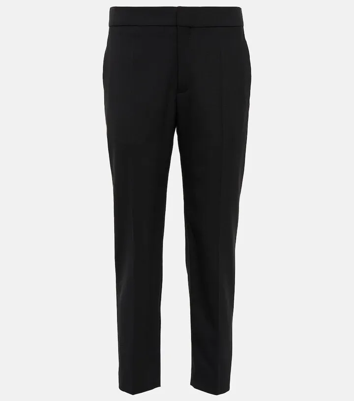 Mid-rise cropped wool-blend pants