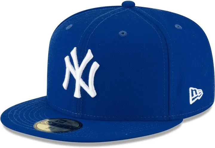 Men's Royal New York Yankees Logo White 59FIFTY Fitted Hat