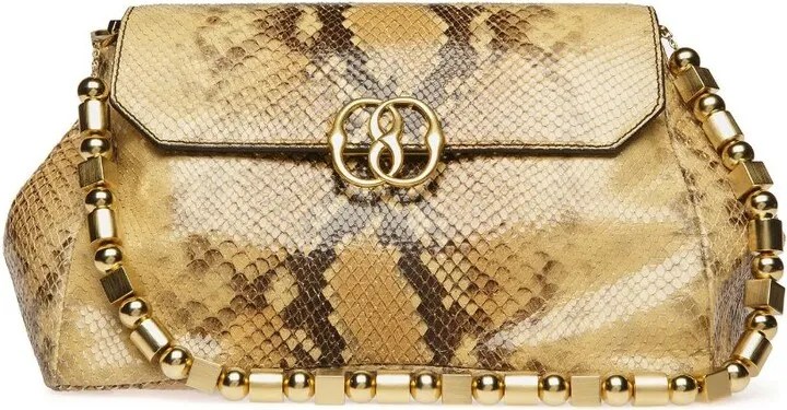 Snakeskin-Print Leather Shoulder Bag