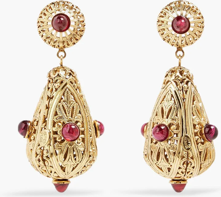 Gold-tone stone earrings