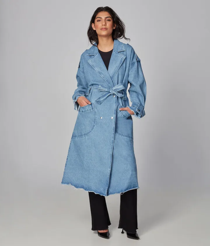 AVERY-PB Denim Trench Coat