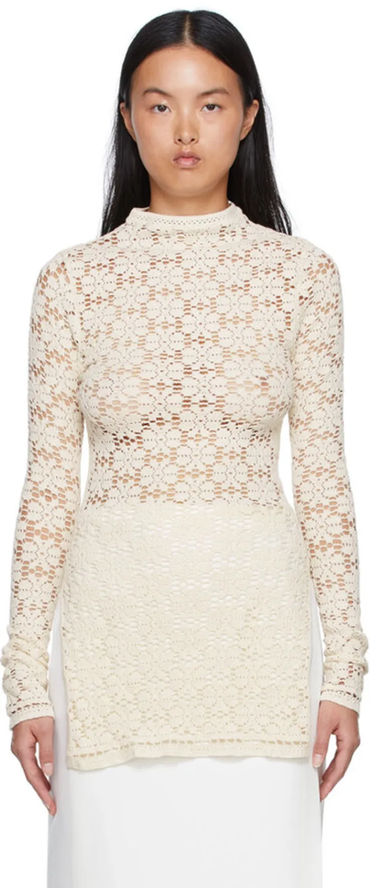 Jil Sander Beige Cotton Turtleneck