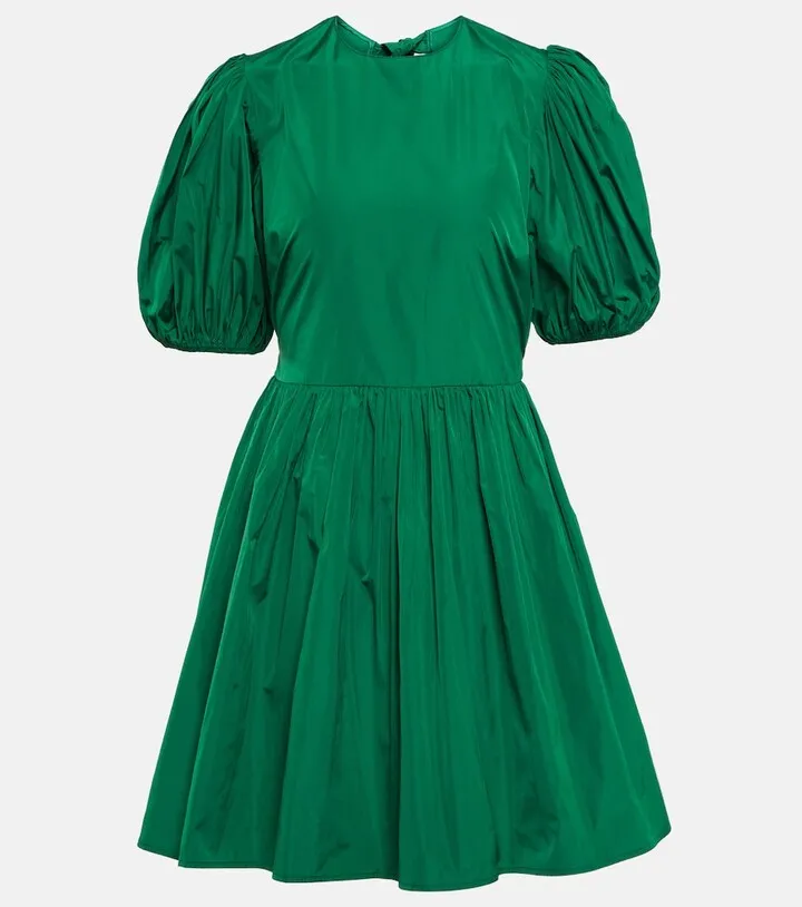 Puff-sleeve taffeta minidress