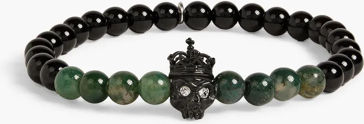 Stainless steel beaded agate bracelet