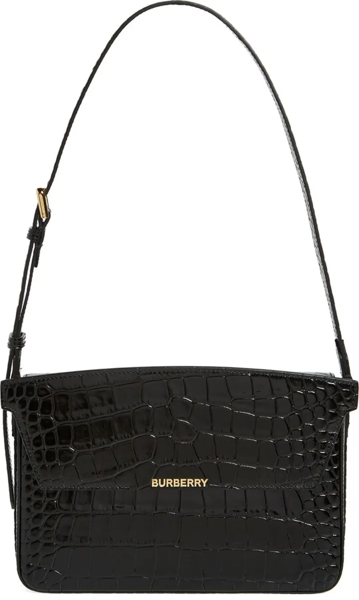 Catherine Croc Embossed Leather Shoulder Bag