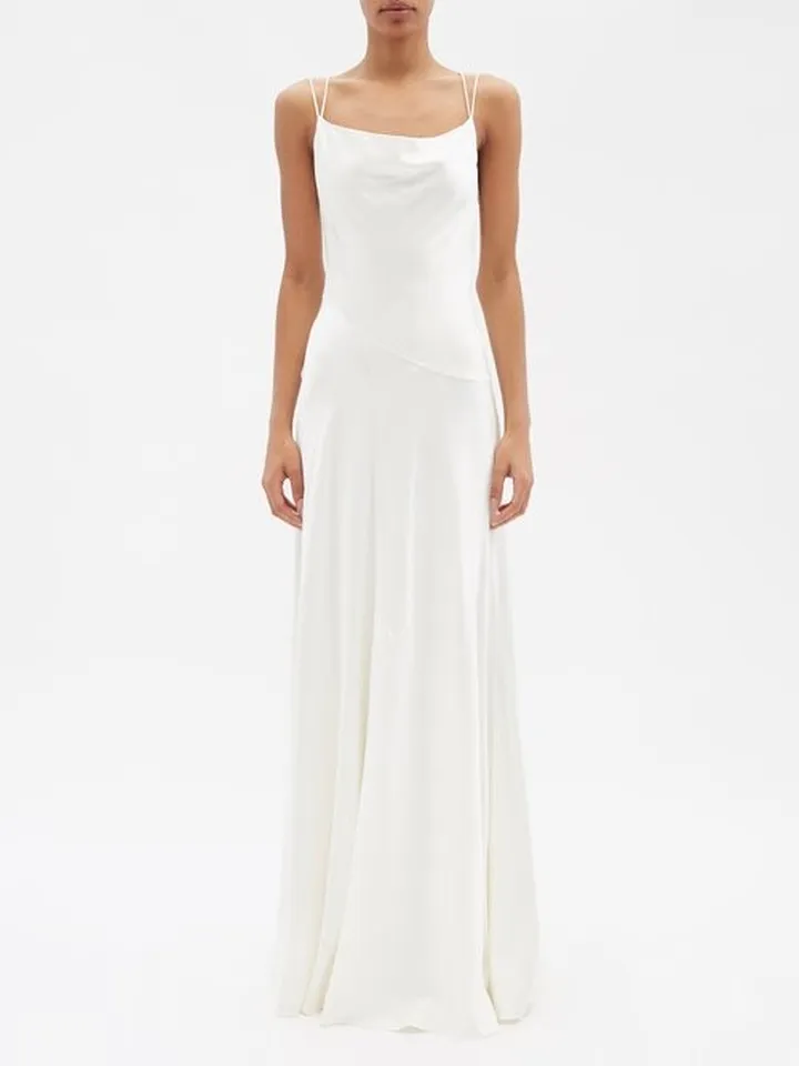 Nadiana Lace-up Back Silk-satin Gown