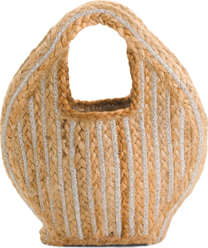 Woven Jute Top Handle Tote