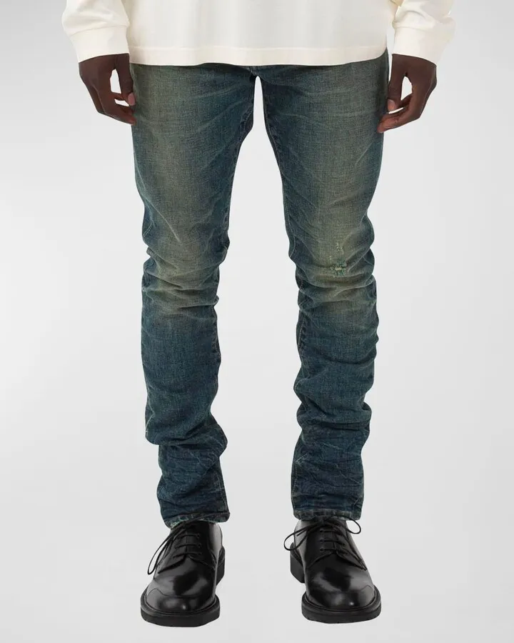 Men's Distressed Slim-Fit Dirty Jeans