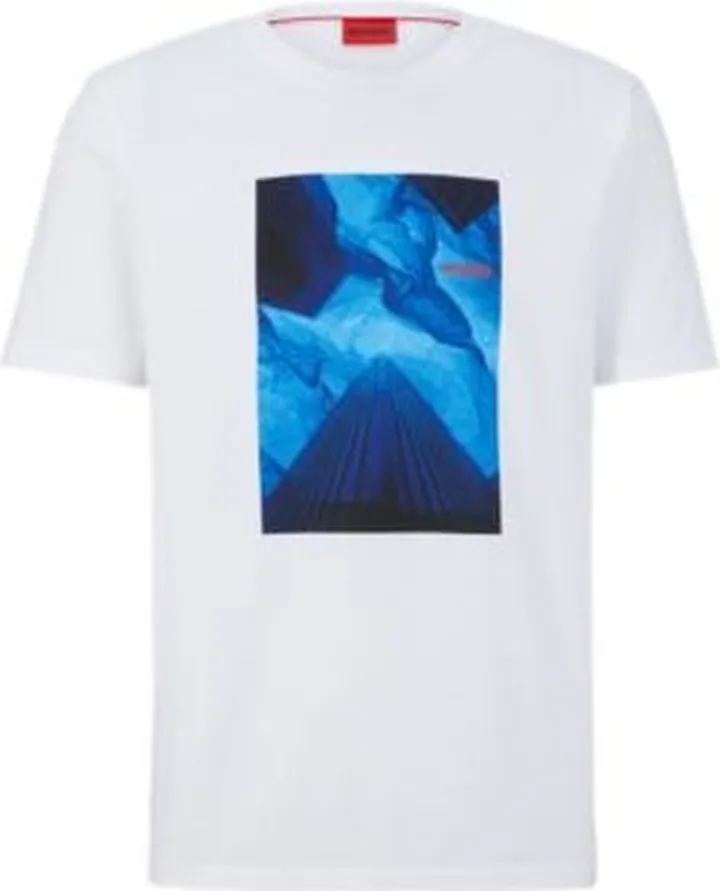 Cotton-jersey T-shirt with artwork and logo