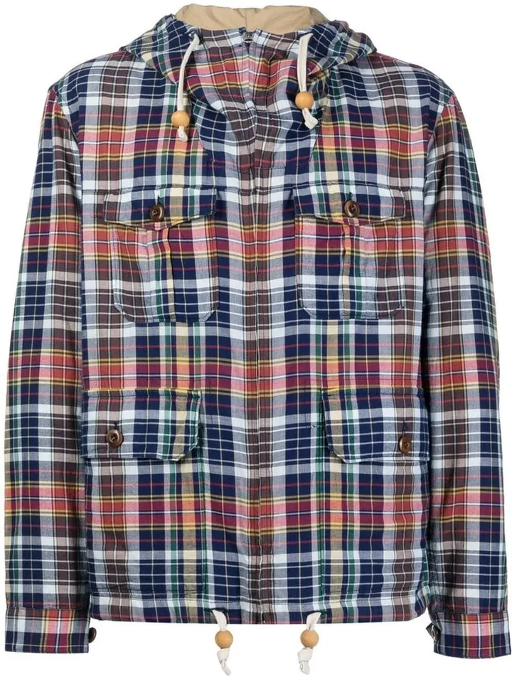Check-Print Bomber Jacket