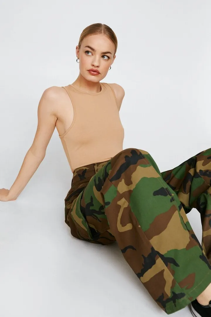 Nasty Gal Womens Racerback Fitted Bodysuit