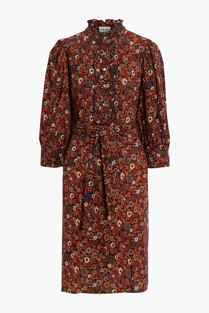 Paoli belted floral-print cotton dress