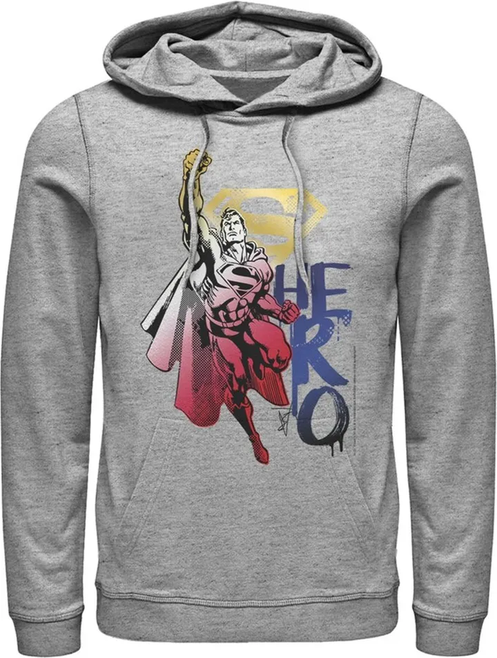 Men's Superman Color Fade Hero Pull Over Hoodie - Athletic Heather - Small