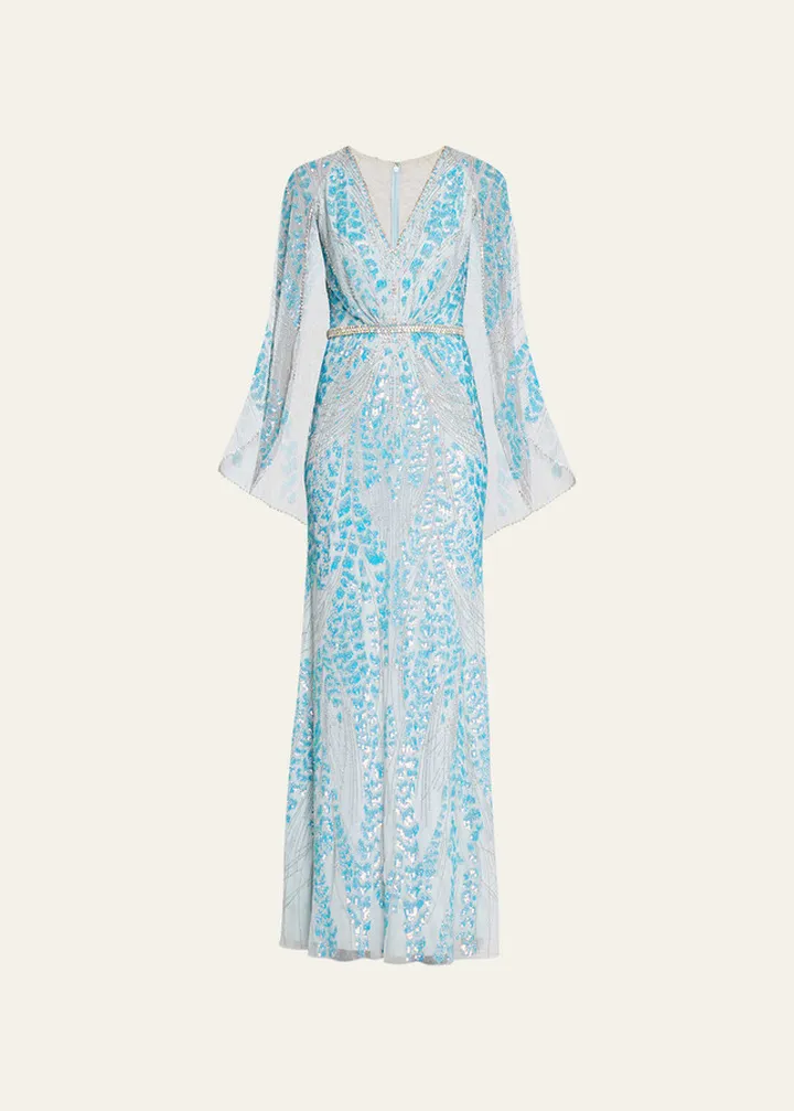 Lovebird Embellished Column Gown