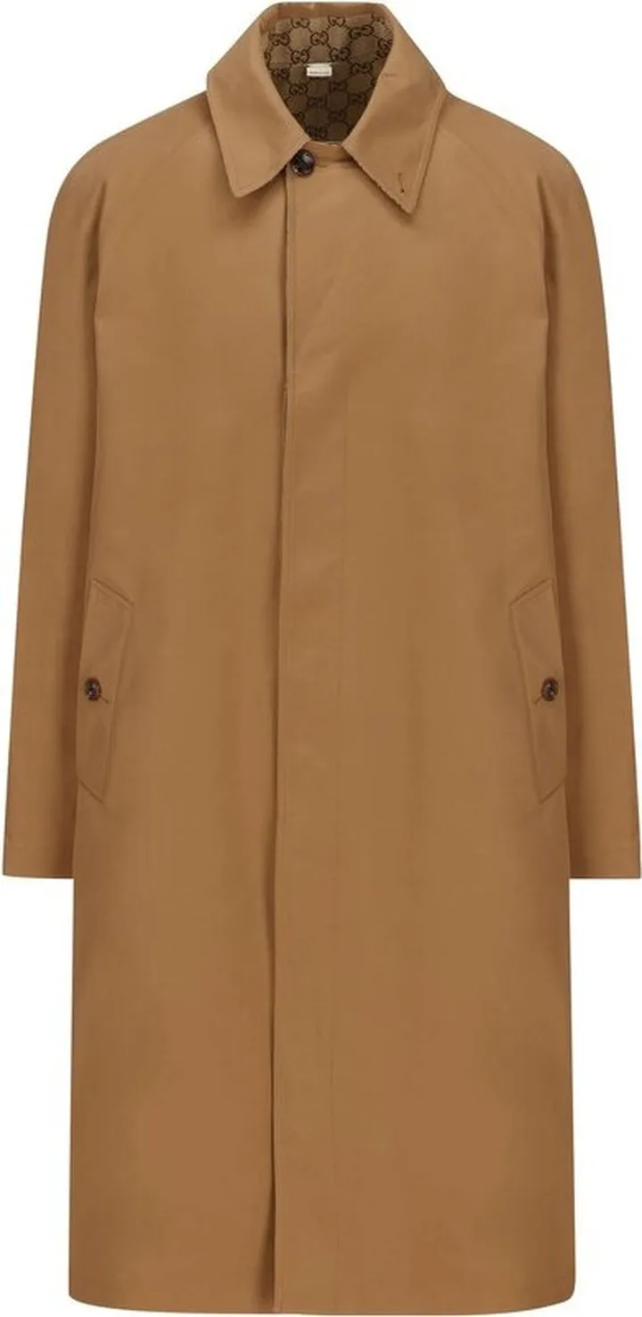 Gucci Monogram Print Reversible Trench Coat