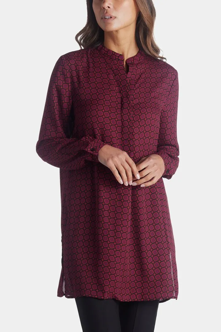 Printed Long Sleeve Pop-Over Tunic