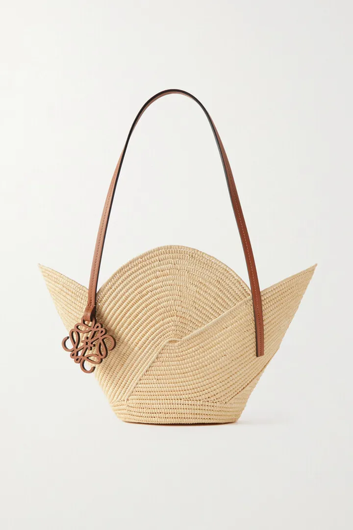 Loewe - + Paula's Ibiza Petal Basket Leather-trimmed Raffia Tote Bag - Brown