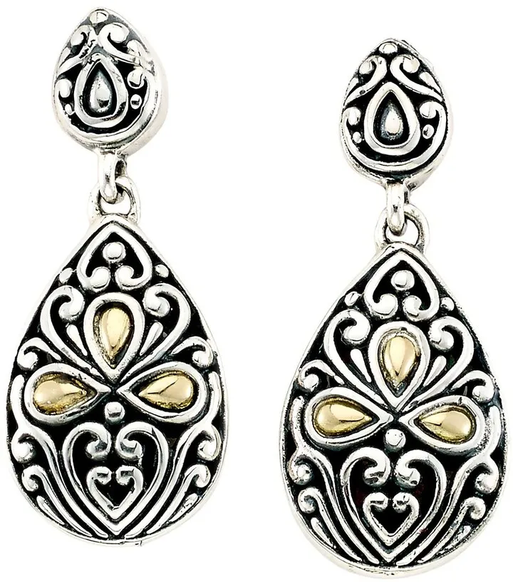 Sterling Silver & 18K Yellow Gold Pear Drop Earrings