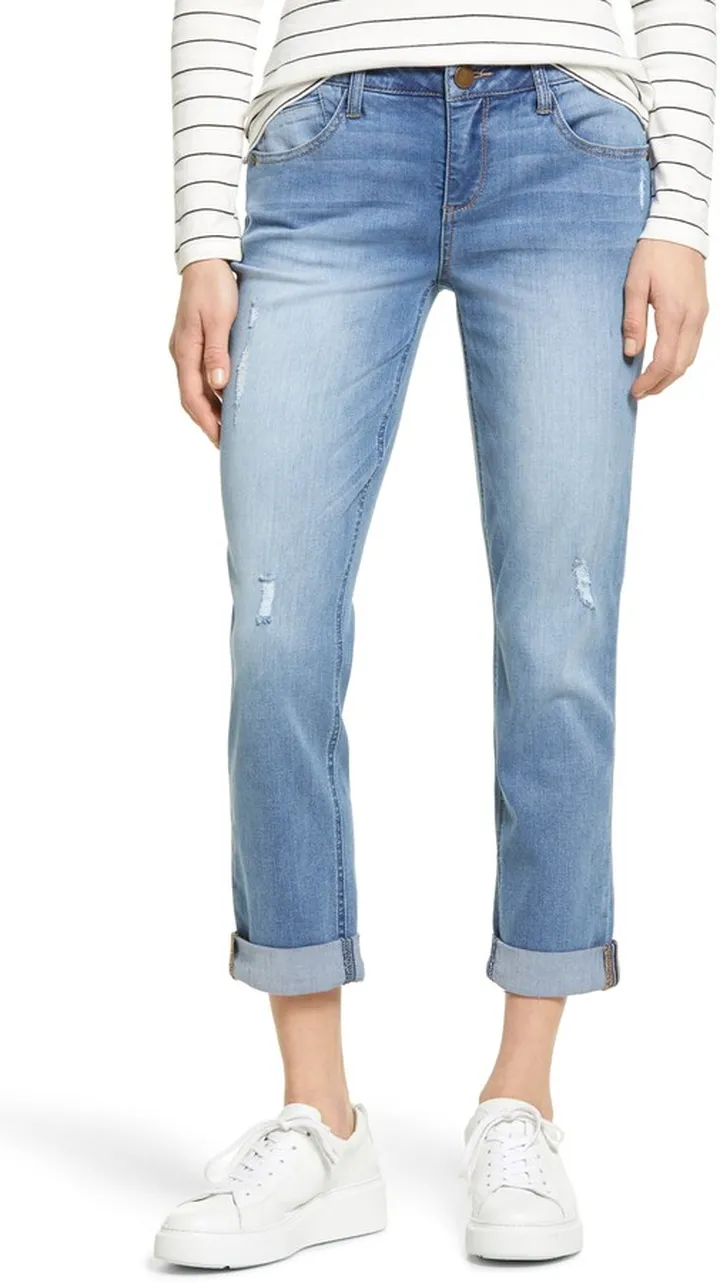 Ripped Crop Straight Leg Jeans