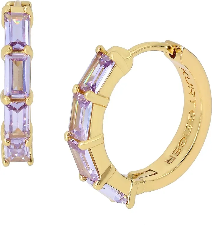 Stone Station Huggie Hoop Earrings