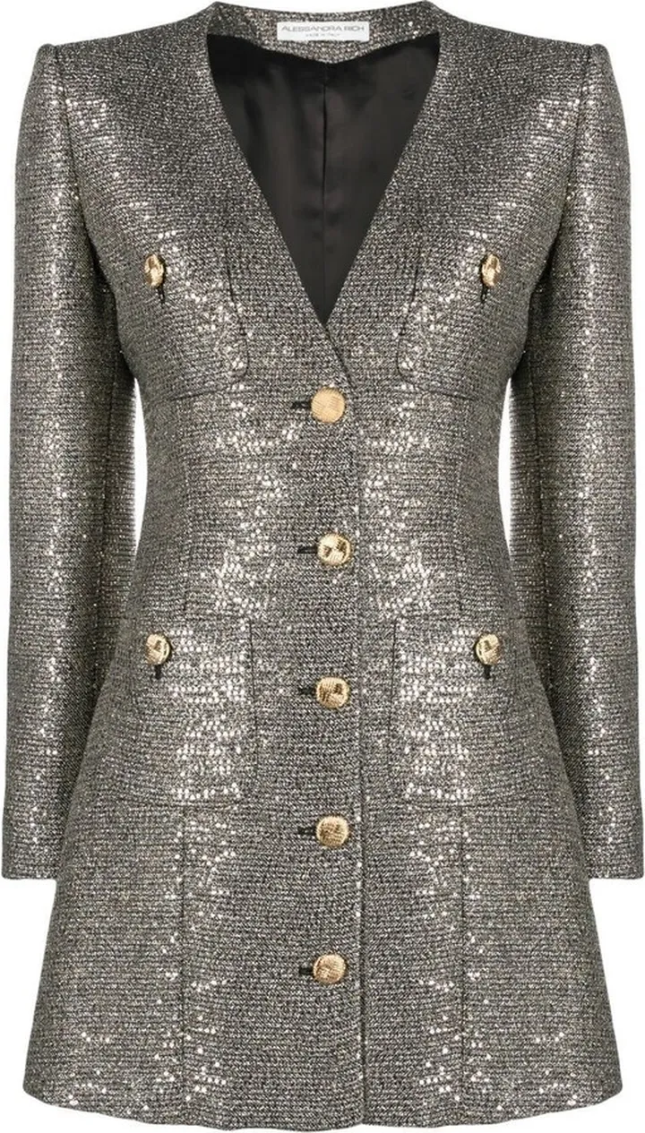 sequinned V-neck mini dress